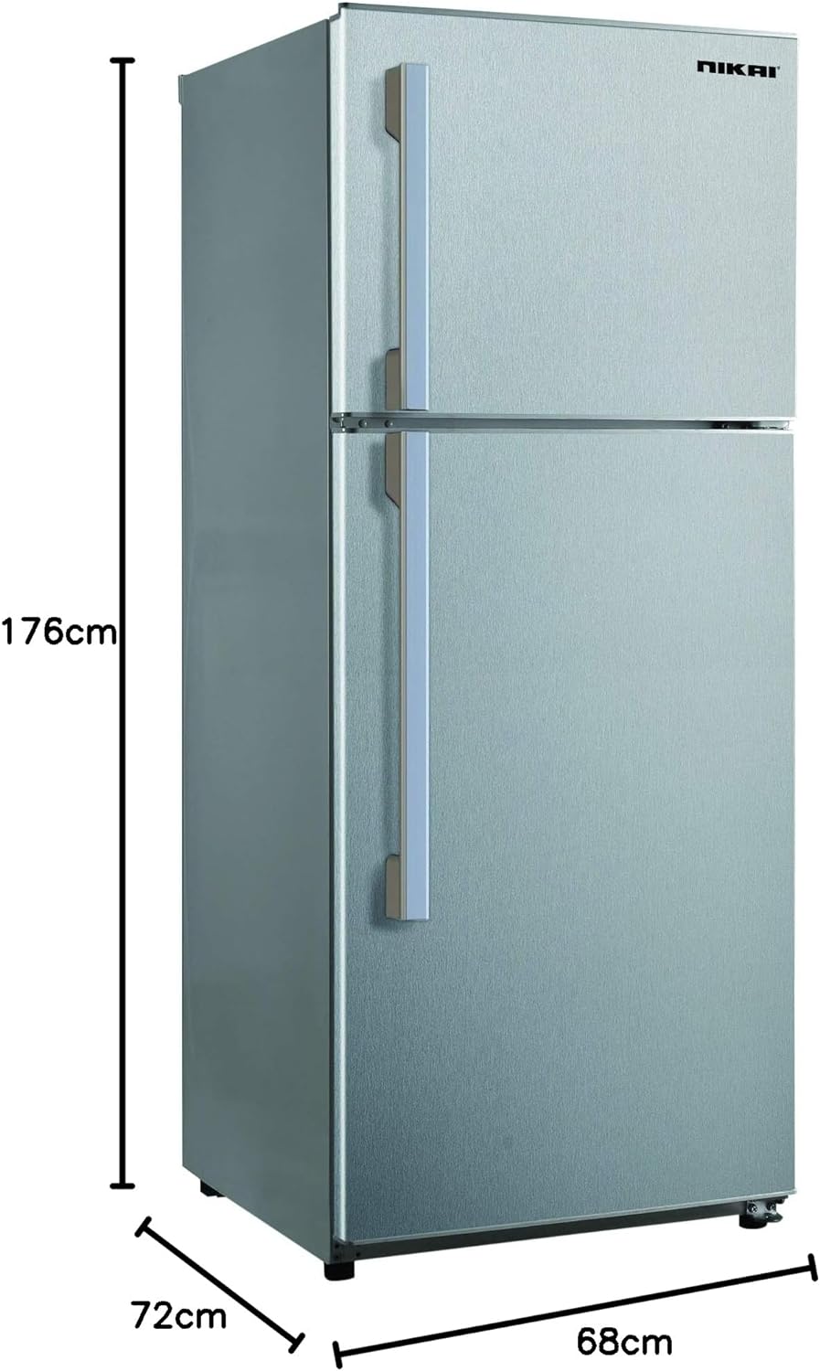 Nikai 170L Gross/112L Net, Double Door Refrigerator with Vegetable Crisper & Adjustable Glass Shelves, Defrosting & Temperature Control, Ideal for Kitchen, Bedroom, Office & Hotels - NRF170DN3M Silver