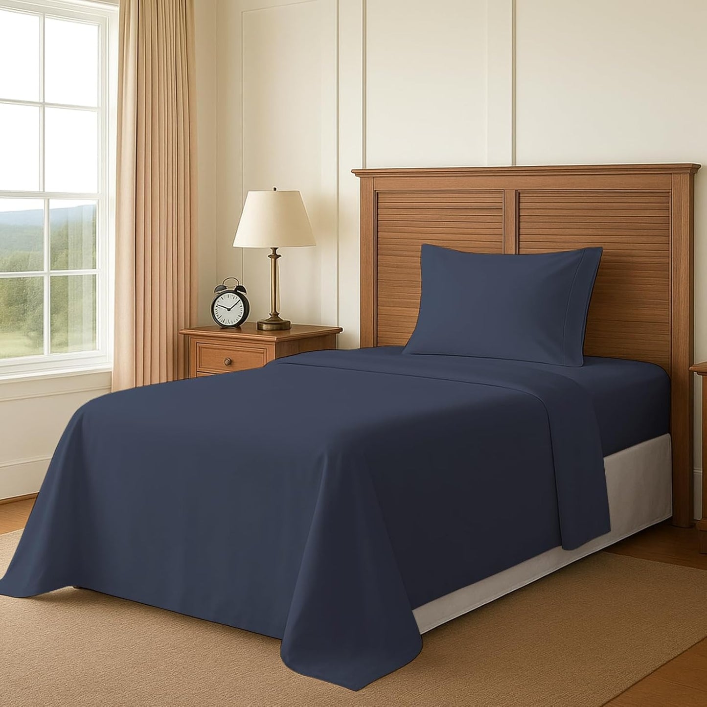Pizuna Pure 100% Cotton Sheets Split King Size, 600 Thread Count Long Staple Cotton Crisp Sateen Sheets Split King with 15" Deep Pocket (Combed Black Cotton Sheets Split King)