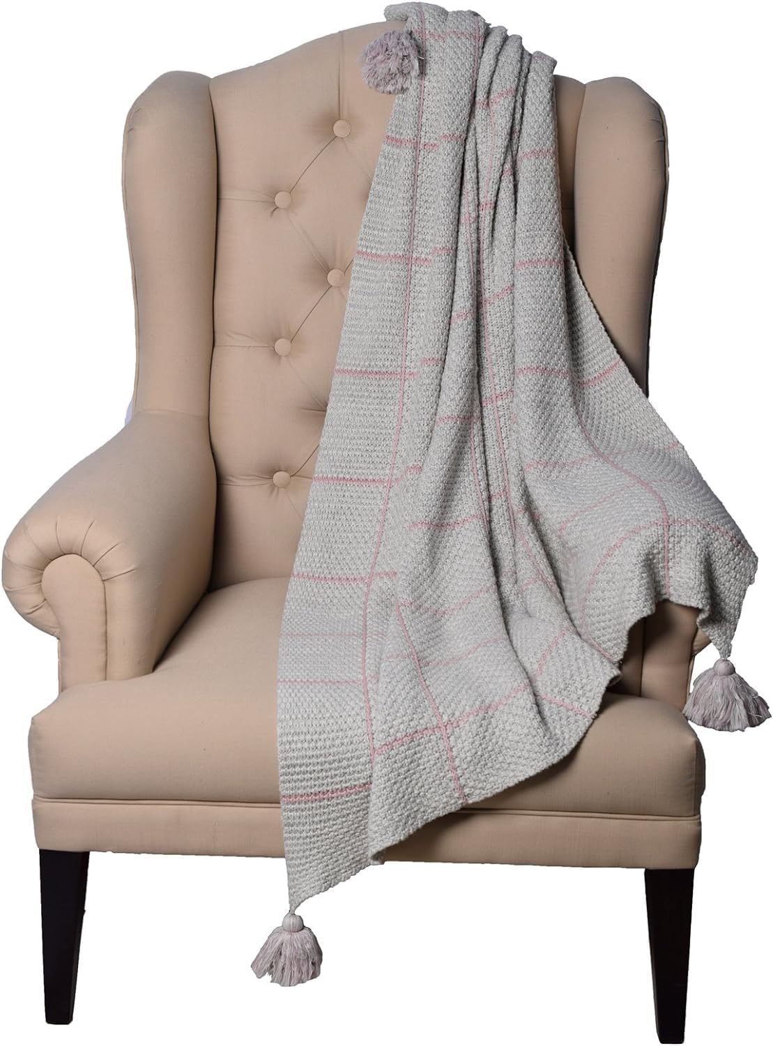 Lavish Touch 100% Cotton Knitted Throw, Blanket for All Season Indoor Outdoor