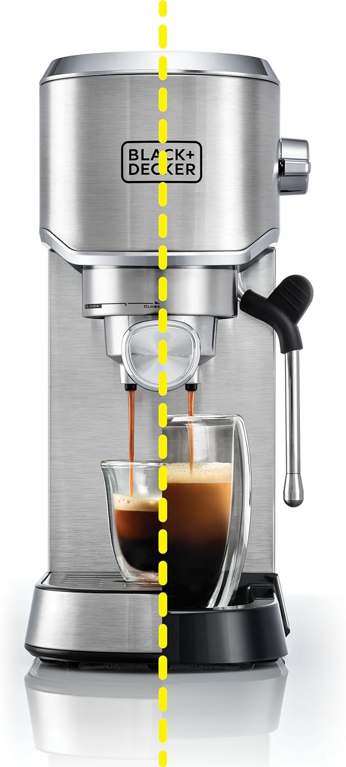 Black+Decker 750W 10 Cup Coffee Maker/Coffee Machine With Glass Carafe For Drip Coffee, Silver/Black - Dcm750S-B5, 2 Years Warranty