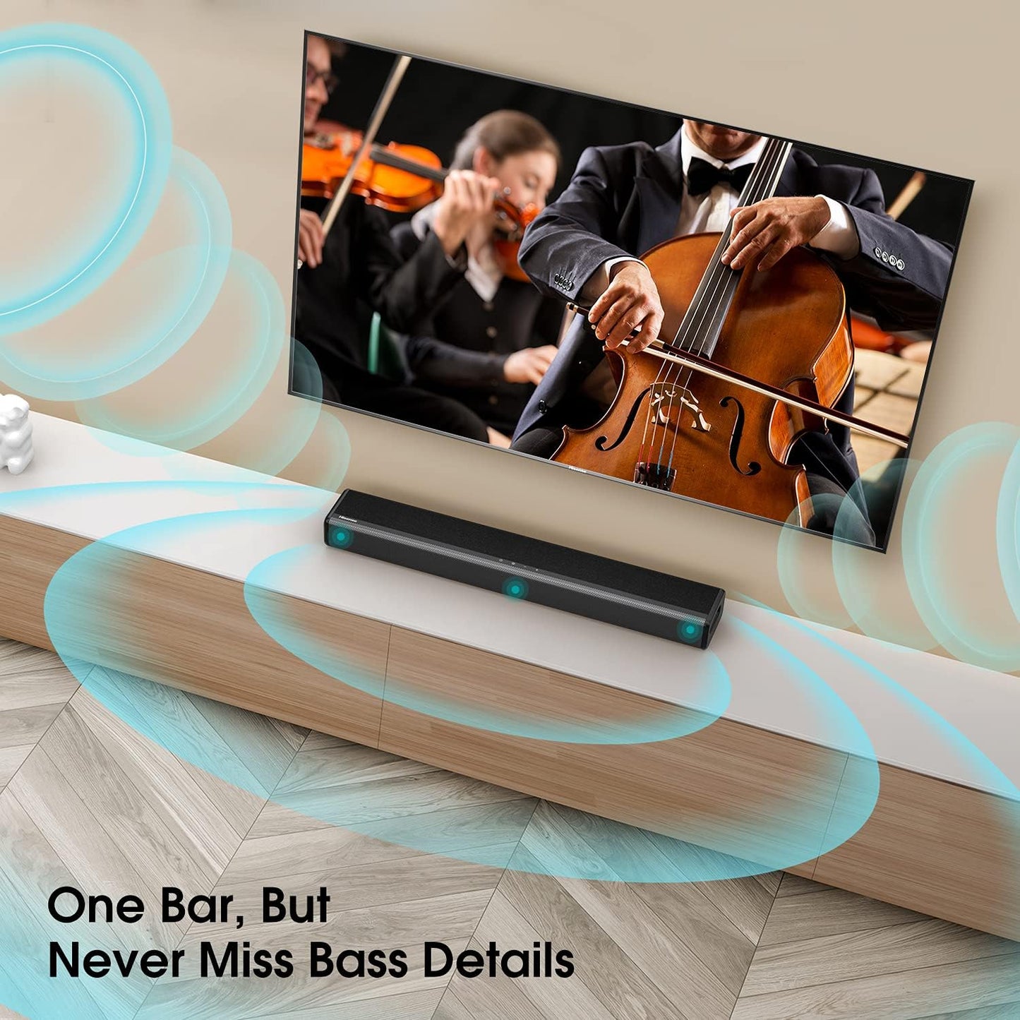 Hisense HS214 2.1ch Sound Bar with Built-in Subwoofer 108W All-in-one Compact Design Bluetooth Powered by Dolby Audio Roku TV Ready HDMI