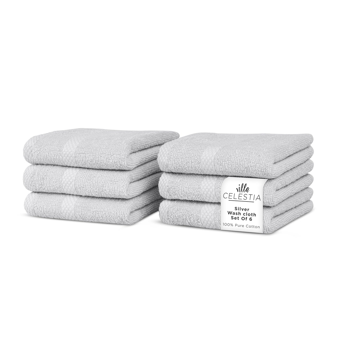 100% Combed Cotton Bathroom Towel Set of 6- 2 Bath Towels, 2 Hand Towels, 2 Wash Cloths, Sustainable, Soft, Highly Absorbent 6 Piece Cotton Bath Towel Set Ideal for Hotels, Spa, Bathroom, Dorm, Grey