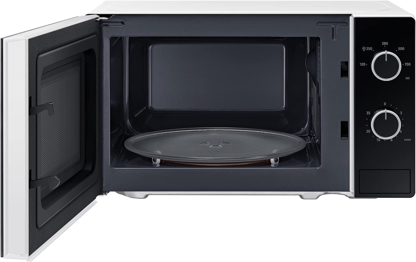 Samsung Solo Microwave Oven with Full Glass Door, 20L, White, Dual Dial, MS20A3010AH/SG, 1 Year Warranty