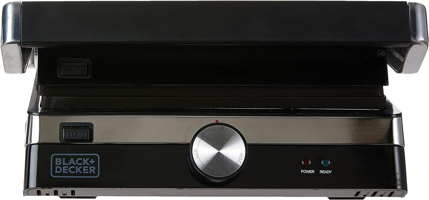 Black+Decker 2000W Family Health Grill, Black/Silver, Cg2000-B5, 2 Year Warranty
