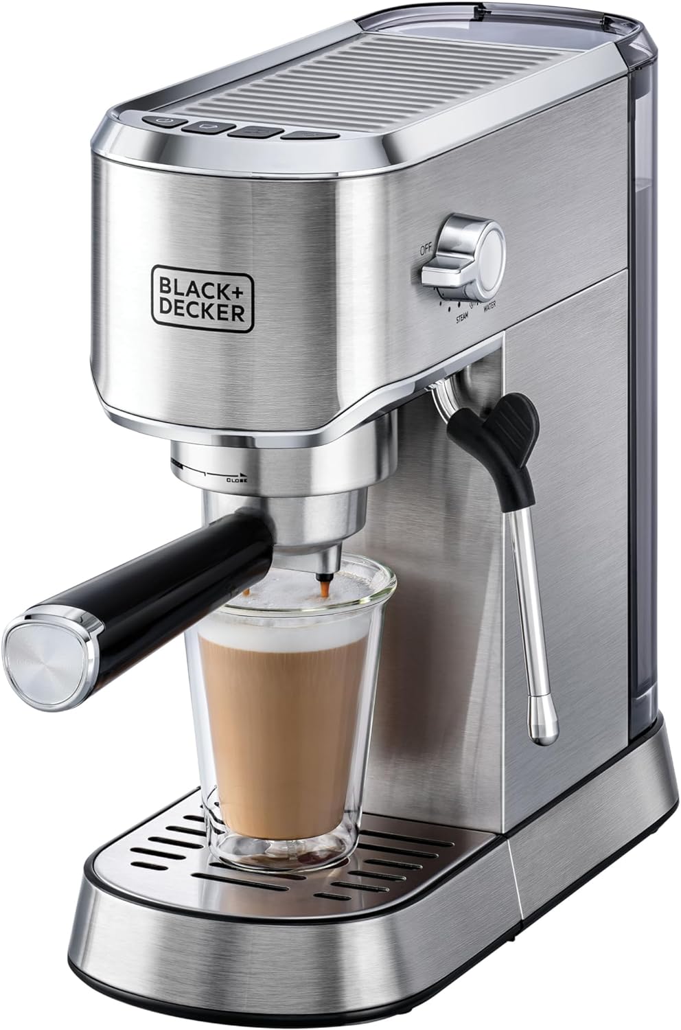 Black+Decker 750W 10 Cup Coffee Maker/Coffee Machine With Glass Carafe For Drip Coffee, Silver/Black - Dcm750S-B5, 2 Years Warranty