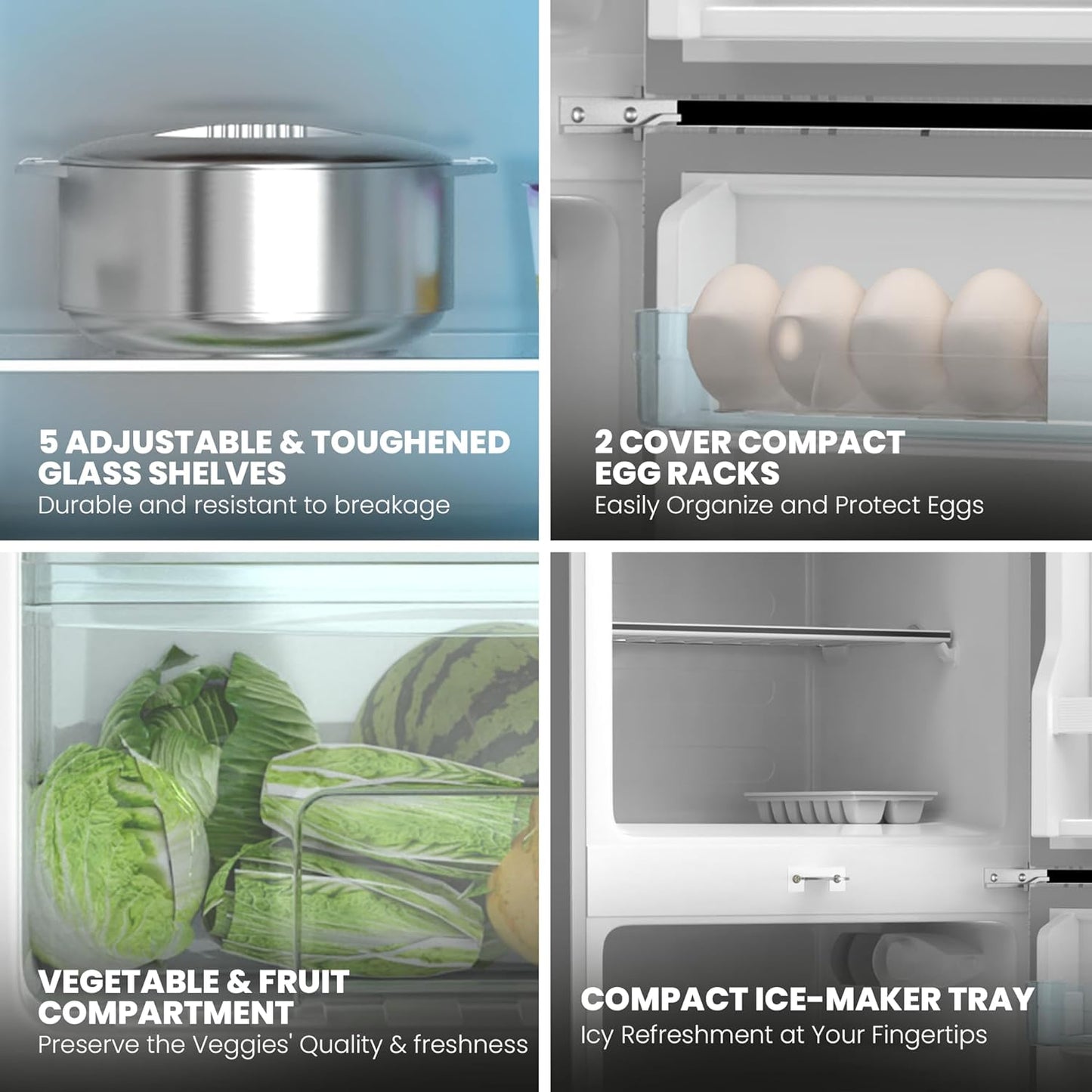 Nikai 170L Gross/112L Net, Double Door Refrigerator with Vegetable Crisper & Adjustable Glass Shelves, Defrosting & Temperature Control, Ideal for Kitchen, Bedroom, Office & Hotels - NRF170DN3M Silver