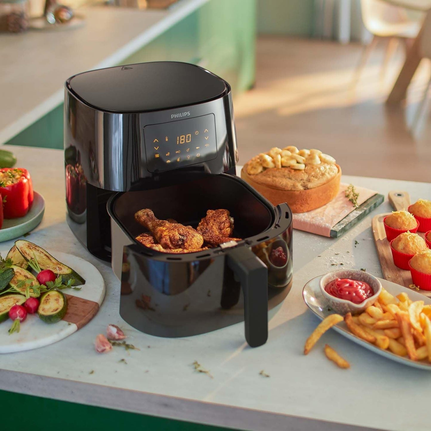 Philips Kitchen Appliances Essential Airfryer Xl 2.65Lb/6.2L Capacity Digital With Rapid Air Technology, Easy Clean Basket, Black Hd9270/91