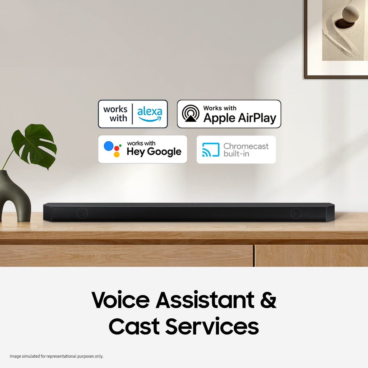 Samsung Q-Symphony soundbar (HW-Q700B) with 3 Channels, 1 subwoofer Channel, and 2 up-Firing Channels, Dolby True HD with Google & Alexa Smart Speaker (Black)