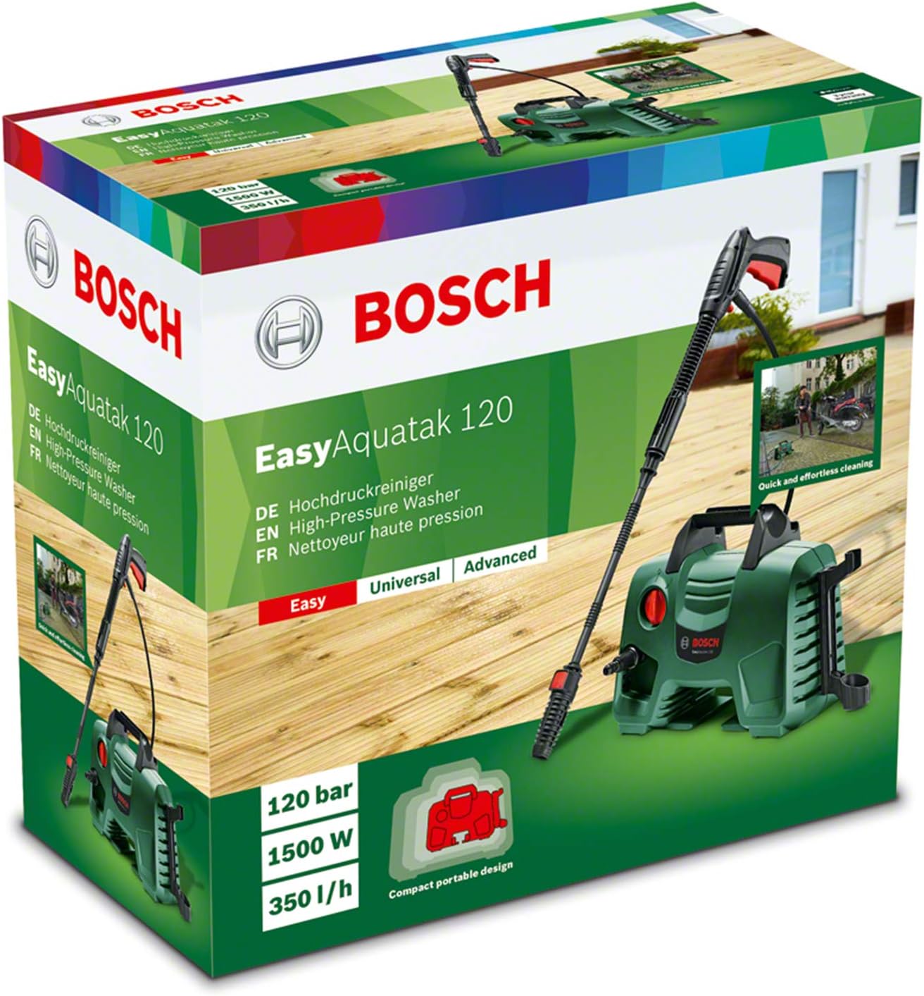 Bosch Easy Aquatak 100 Long Lance High Pressure Washer Green 1100W 06008A7E71