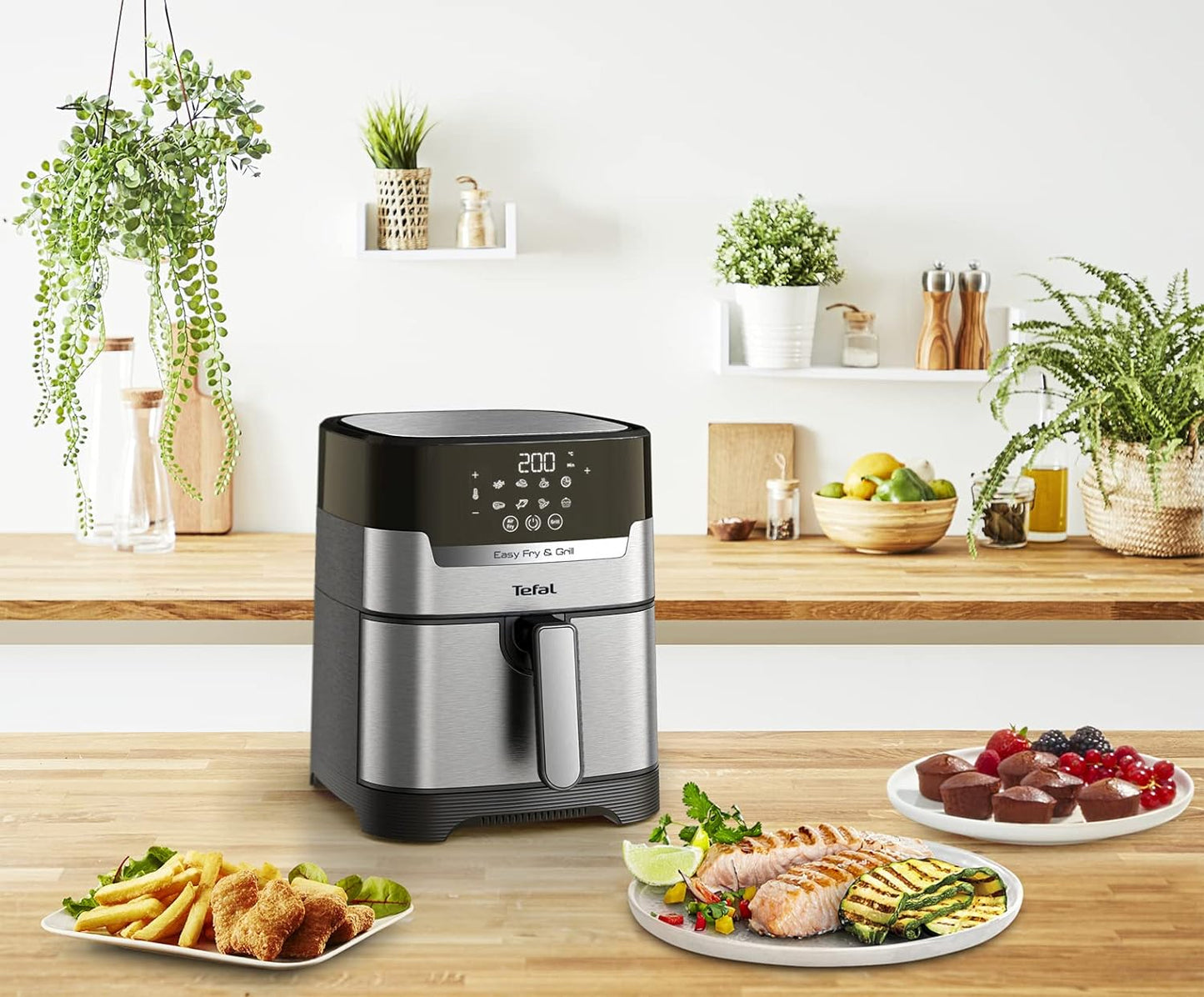 TEFAL Air Fryer | Easy Fry & Grill Digital 2-in-1 |4.2 L Capacity | 1550 W | Healthy Cooking | Air Fry + Grill | 8 Automatic Programs |Adjustable Temperature | Timer | 2 Years Warranty | EY505D27