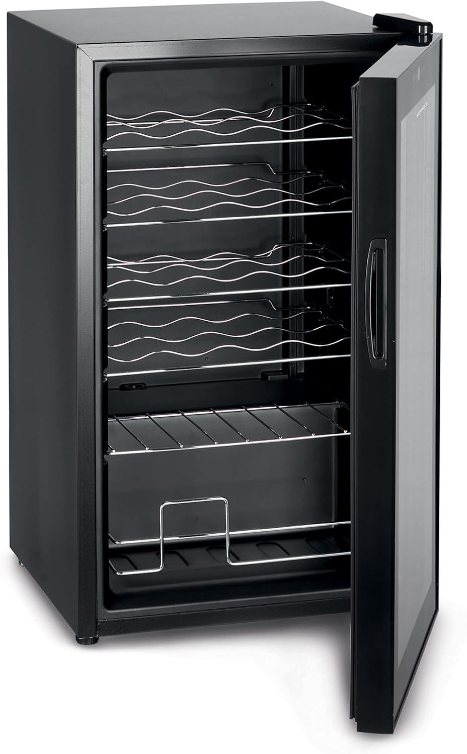 Kenwood Beverage Cooler 24 Bottles Wine Cooler Refrigerator With Double Glass Door, Blue Light, Smart Temperature Control Bcm24.000Bk Black