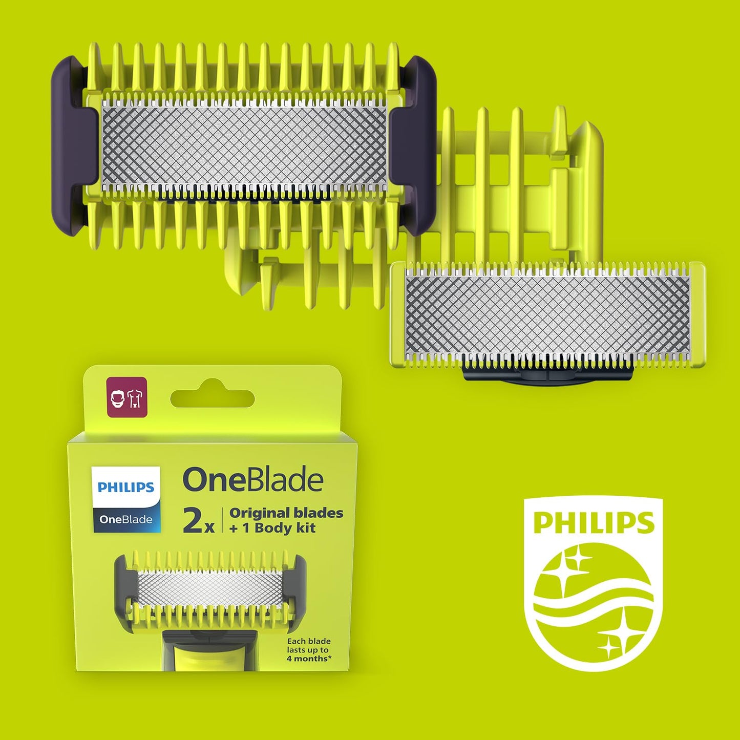 Philips Replacement Blade For Qp2520/Qp6505, Lime Green/Charcoal Grey - Qp220/51