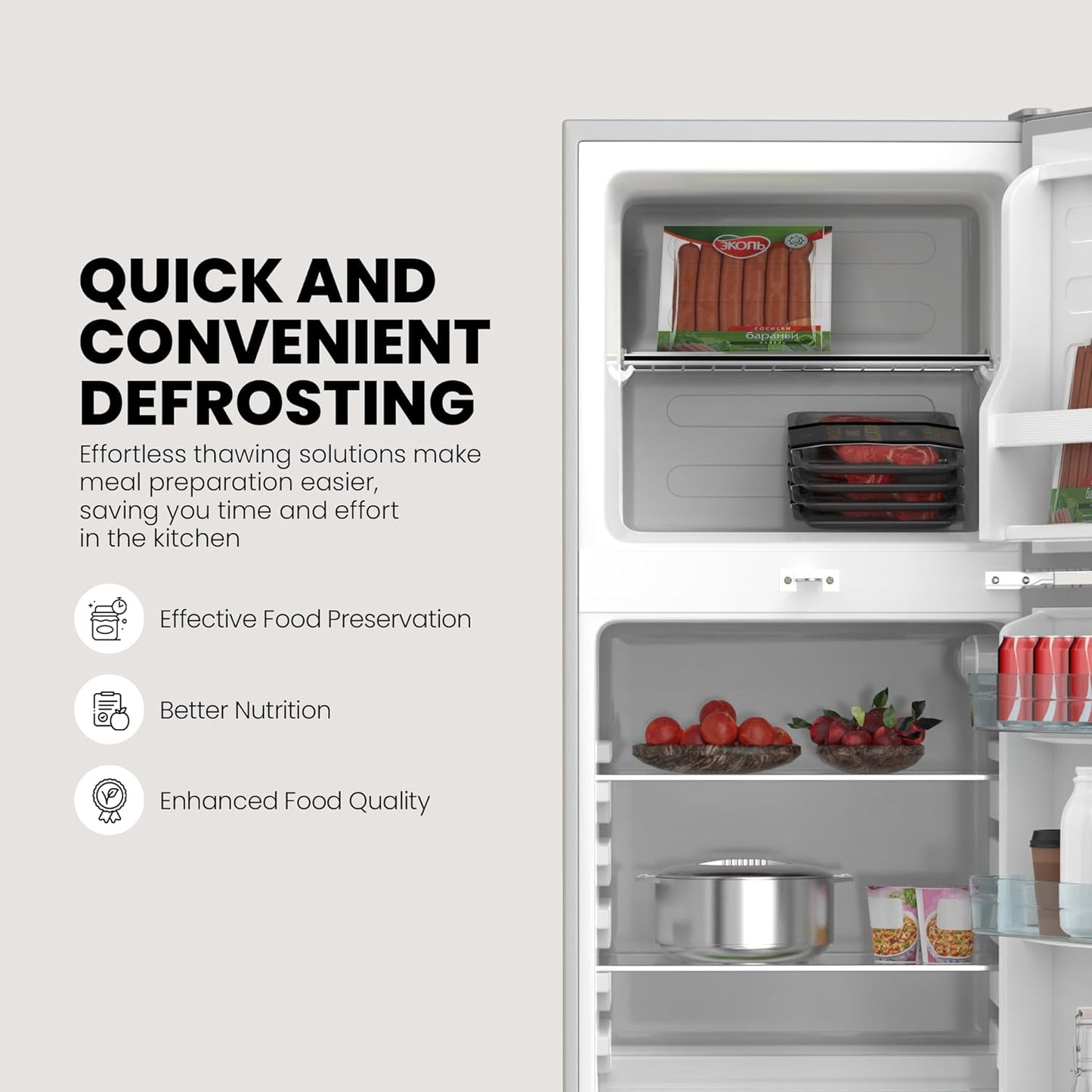 Nikai 170L Gross/112L Net, Double Door Refrigerator with Vegetable Crisper & Adjustable Glass Shelves, Defrosting & Temperature Control, Ideal for Kitchen, Bedroom, Office & Hotels - NRF170DN3M Silver
