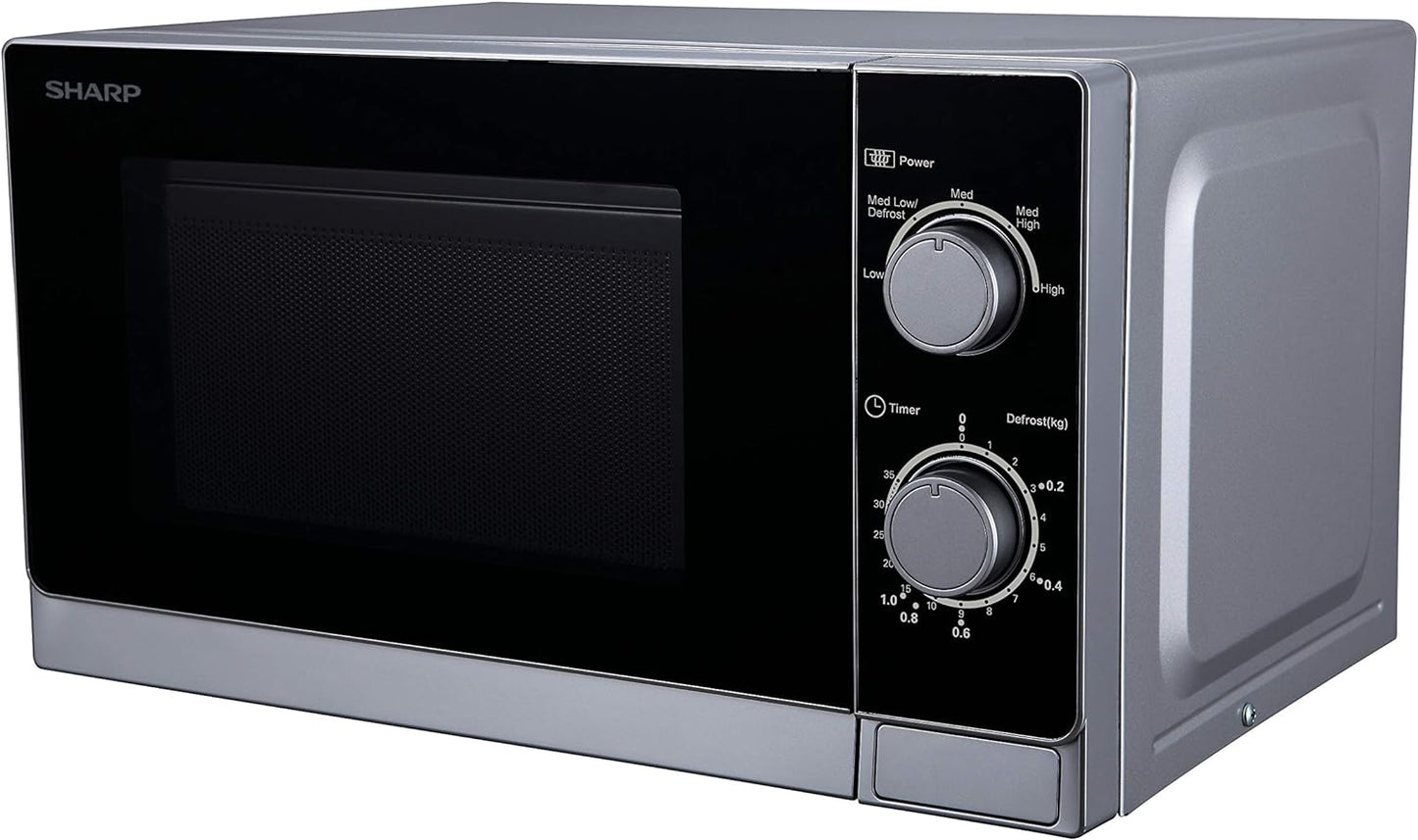 Sharp 20 Liter 800 Watts Black Finished Door Microwave Oven with Defrost Function Size (L x W x H) 45 x 25 x 35 cm R-20CT(S) Silver 1 year warranty.