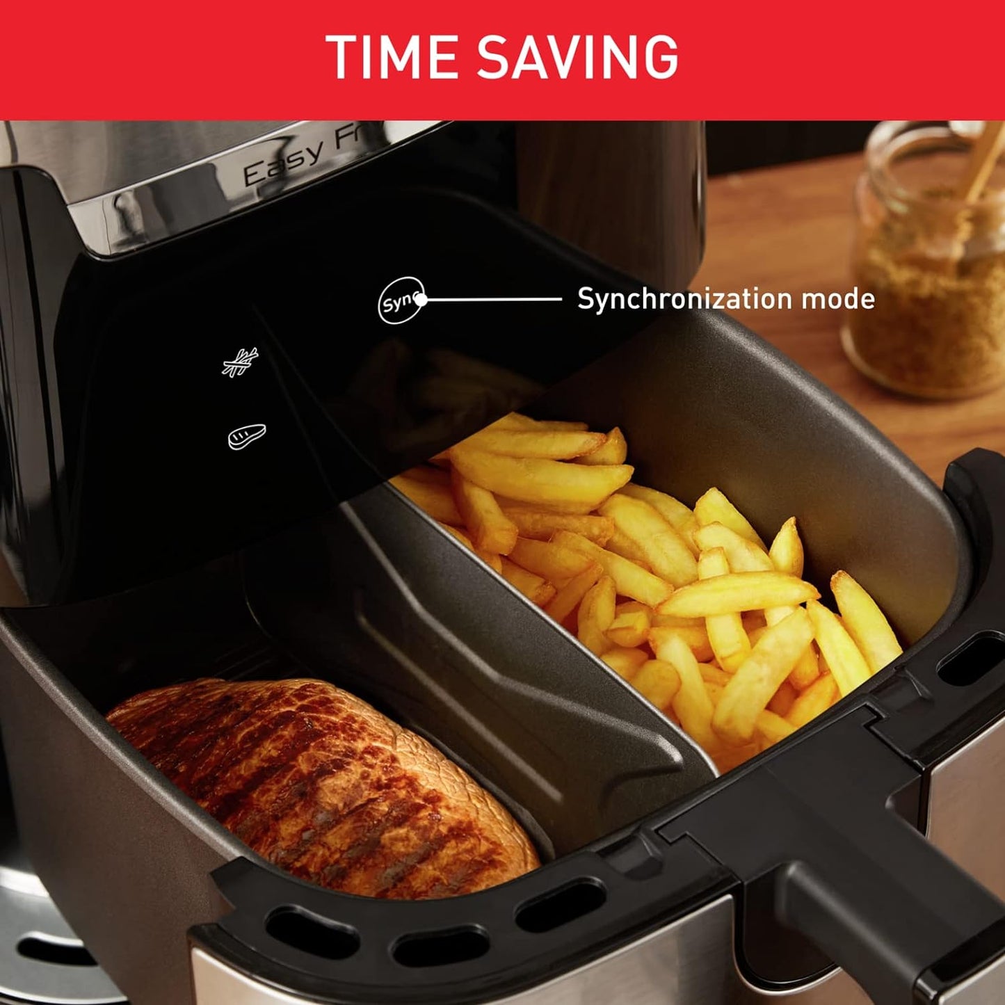 TEFAL Air Fryer | Easy Fry & Grill Digital 2-in-1 |4.2 L Capacity | 1550 W | Healthy Cooking | Air Fry + Grill | 8 Automatic Programs |Adjustable Temperature | Timer | 2 Years Warranty | EY505D27