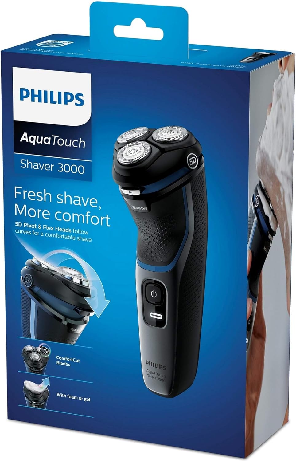Philips Wet Or Dry Electric Shaver, Black, S312250. 2 Years Warranty
