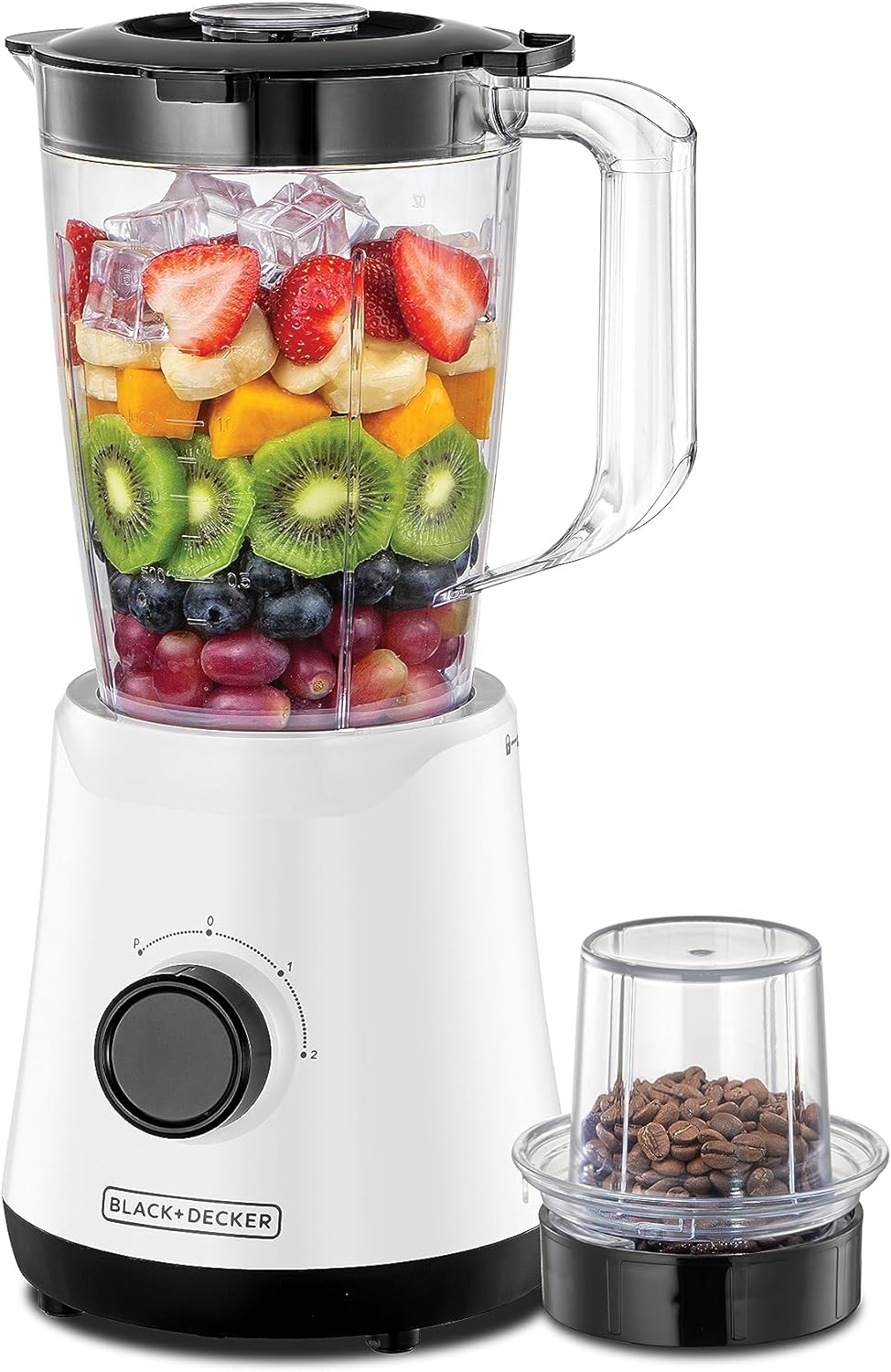 Black & Decker Blender with Grinder Mills, 400W Power, 1.5L with 300ml 2 Grinding Mills, Stainless Steel Blades and Two Pulse Control for Fine and Grinding of Coffee Herbs, 2 years warranty, BX440-B5