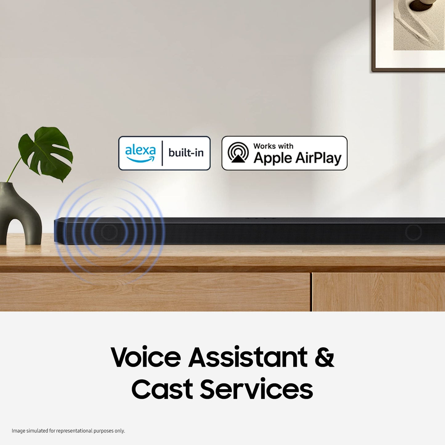 Samsung Q-Symphony soundbar (HW-Q700B) with 3 Channels, 1 subwoofer Channel, and 2 up-Firing Channels, Dolby True HD with Google & Alexa Smart Speaker (Black)