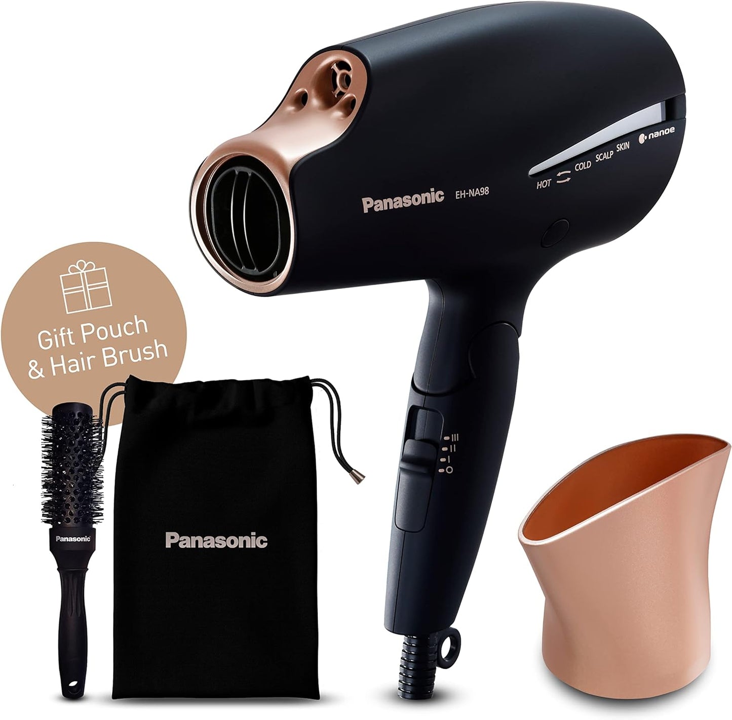 Panasonic EH-HS99 Nanoe Ceramic Hair Straightener for Improved Shine with Temperature Control (Black/Rose Gold)