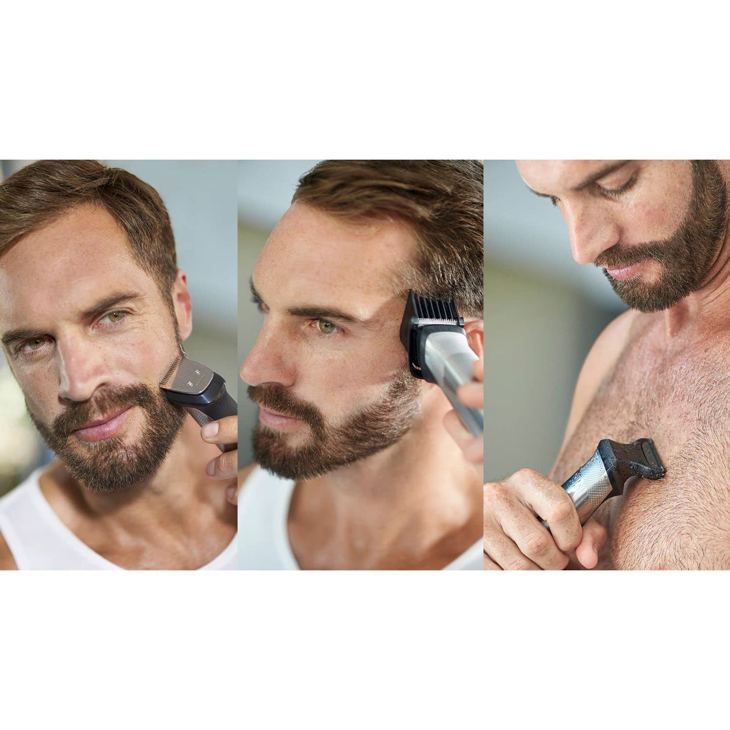 Philips Multigroom Series 3000 for Face, 6-in-1 Grooming Kit for beard, moustache, nose & ear hair, cordless, 60 min runtime, 16h full charging time, MG3710/33,Black