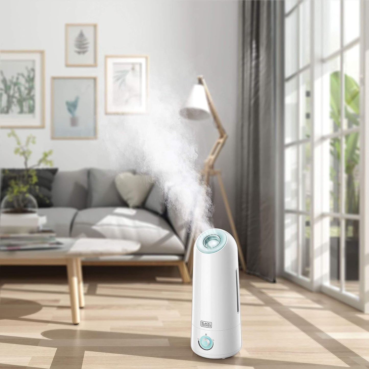 BLACK+DECKER Air Humidifier 25W 5L Coverage 430sqft, Ultrasonic System With Mist Level Control Auto Shutoff and Water Indicator That Removes Impurities From The HM5000-B5