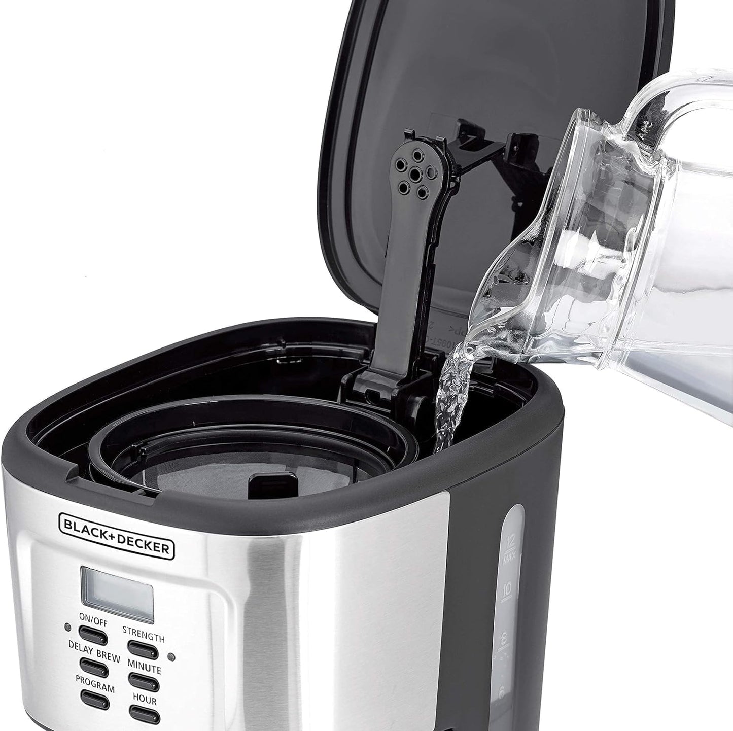 Black+Decker 750W 10 Cup Coffee Maker/Coffee Machine With Glass Carafe For Drip Coffee, Silver/Black - Dcm750S-B5, 2 Years Warranty