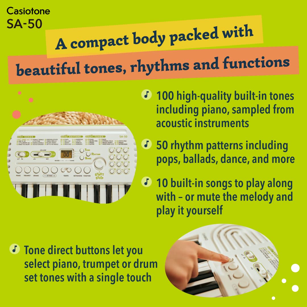 Casio SA-50 32 Mini-Keys Keyboard in White and Green