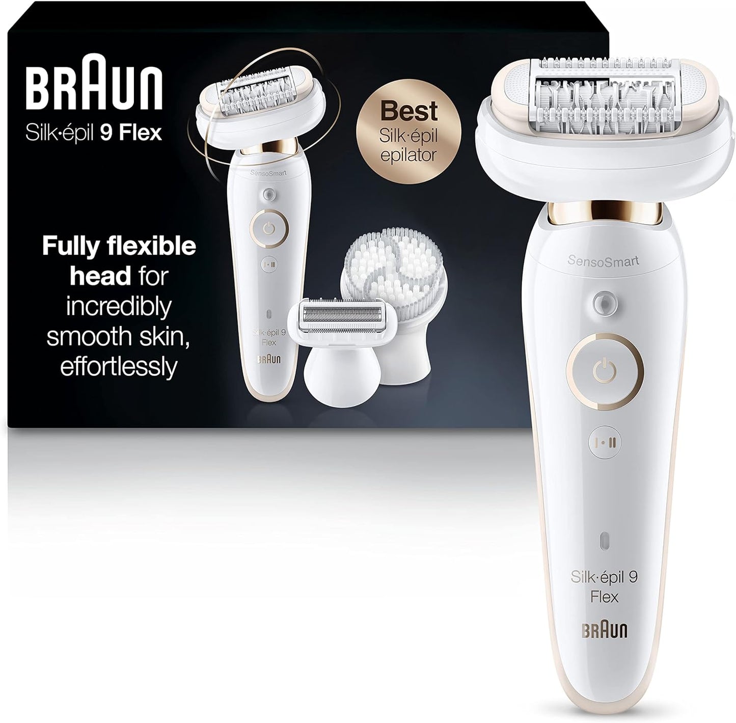 Braun Epilator Silk-épil 9 Flex 9-300 Beauty Set, Facial Hair Removal for Women, Shaver & Trimmer, Cordless, Rechargeable, Wet & Dry, FaceSpa