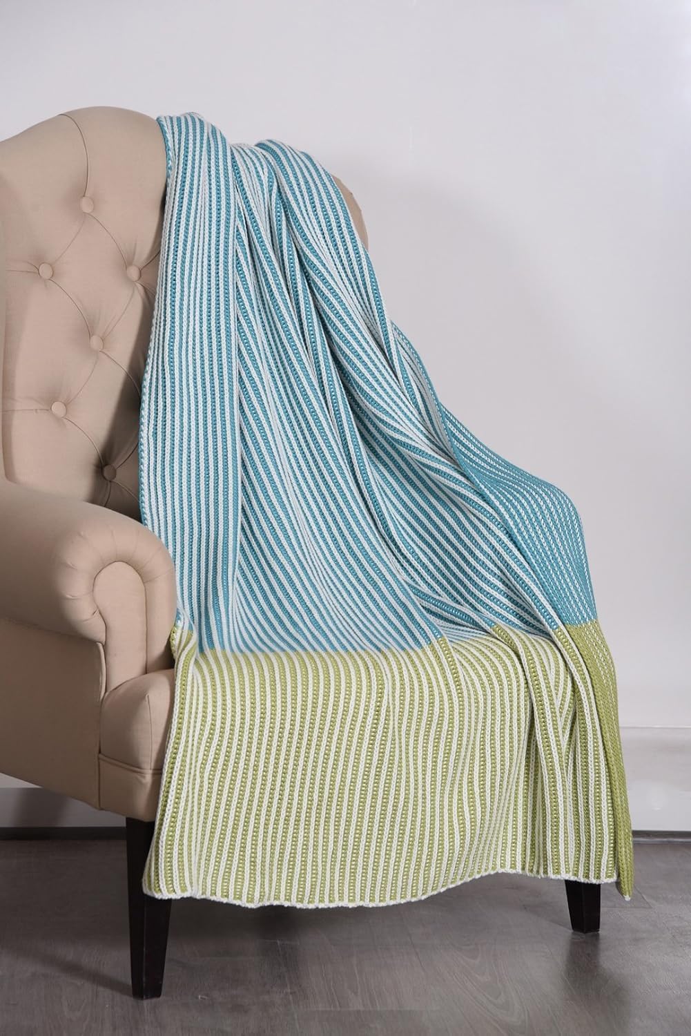 Lavish Touch 100% Cotton Knitted Throw, Blanket for All Season Indoor Outdoor
