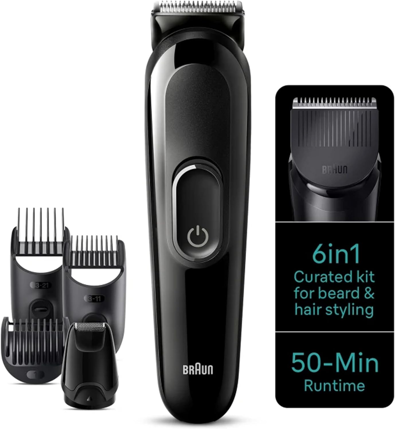 Braun Mgk 3245 All-In-One Trimmer 7-In-1 Beard Trimmer, Hair Clipper, Detail Trimmer, Rechargeable, With Gillette Proglide Razor, Blackblue