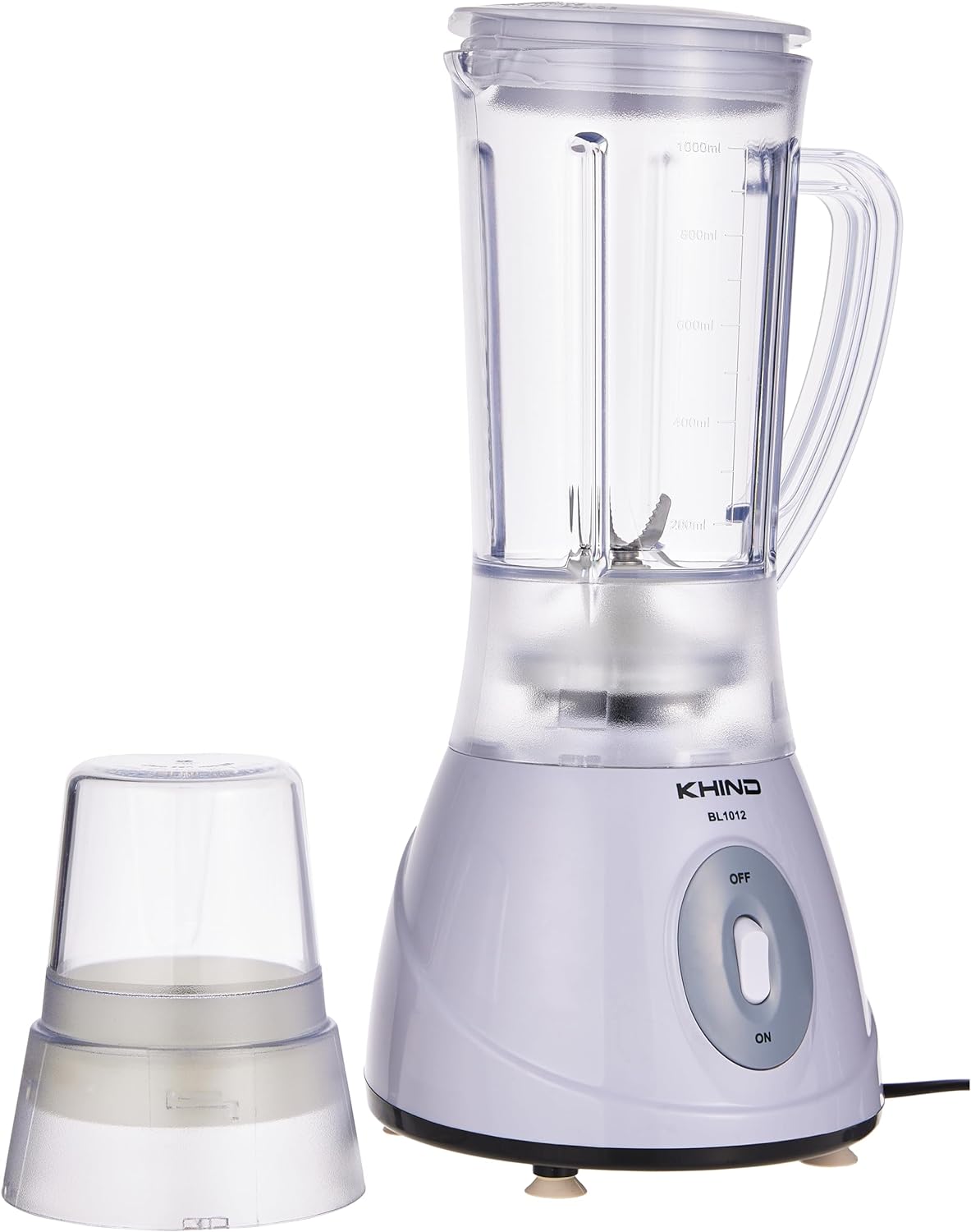 KHIND 330W Blender, 1.5L Jar, 2 Speed, Jar Safety Locking Mechanism, Compact and Sleek Design with Safety Switch, Powerful and Durable Motor, Rust-Free Stainless Steel Blades, Black and White - BL1542