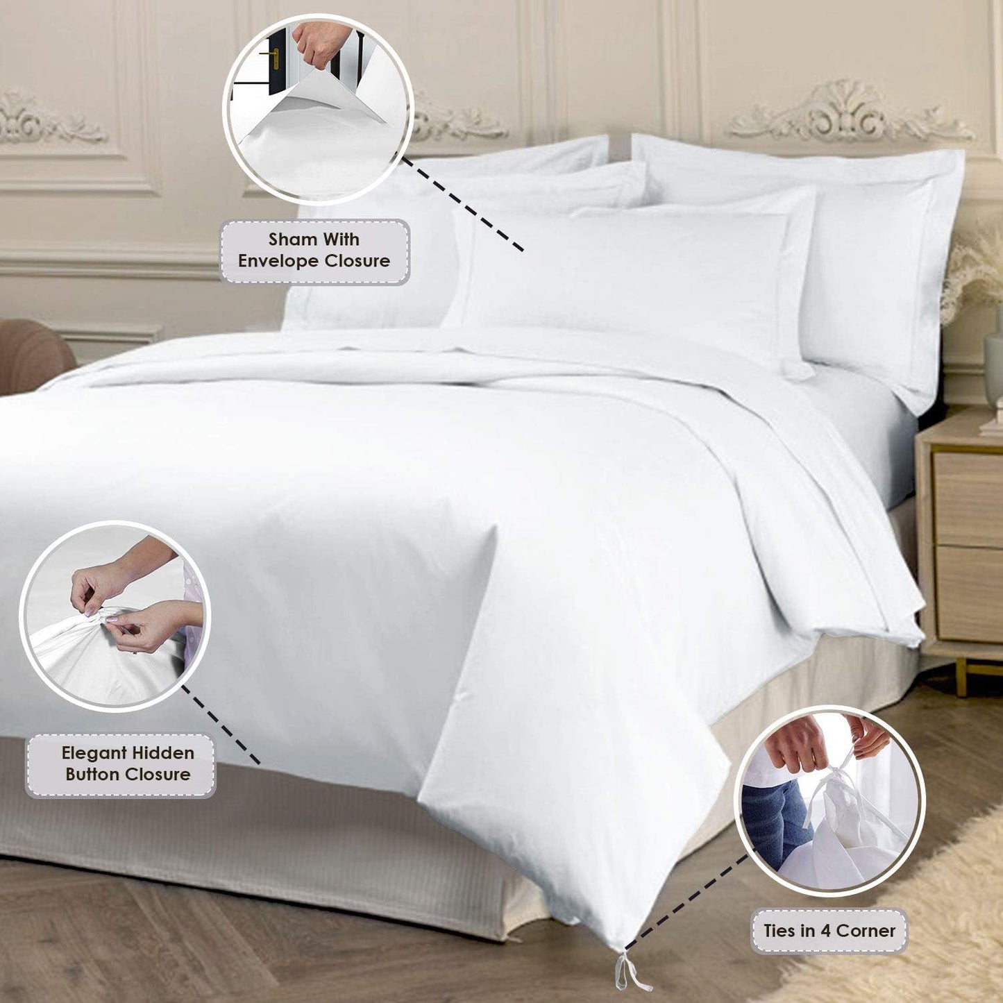 Pizuna Pure 100% Cotton Queen Duvet Cover Set, 800 Thread Count Long Staple Cotton Thick Sateen Weave with Button Closure (Combed Baby Blue Cotton Duvet Cover Queen)