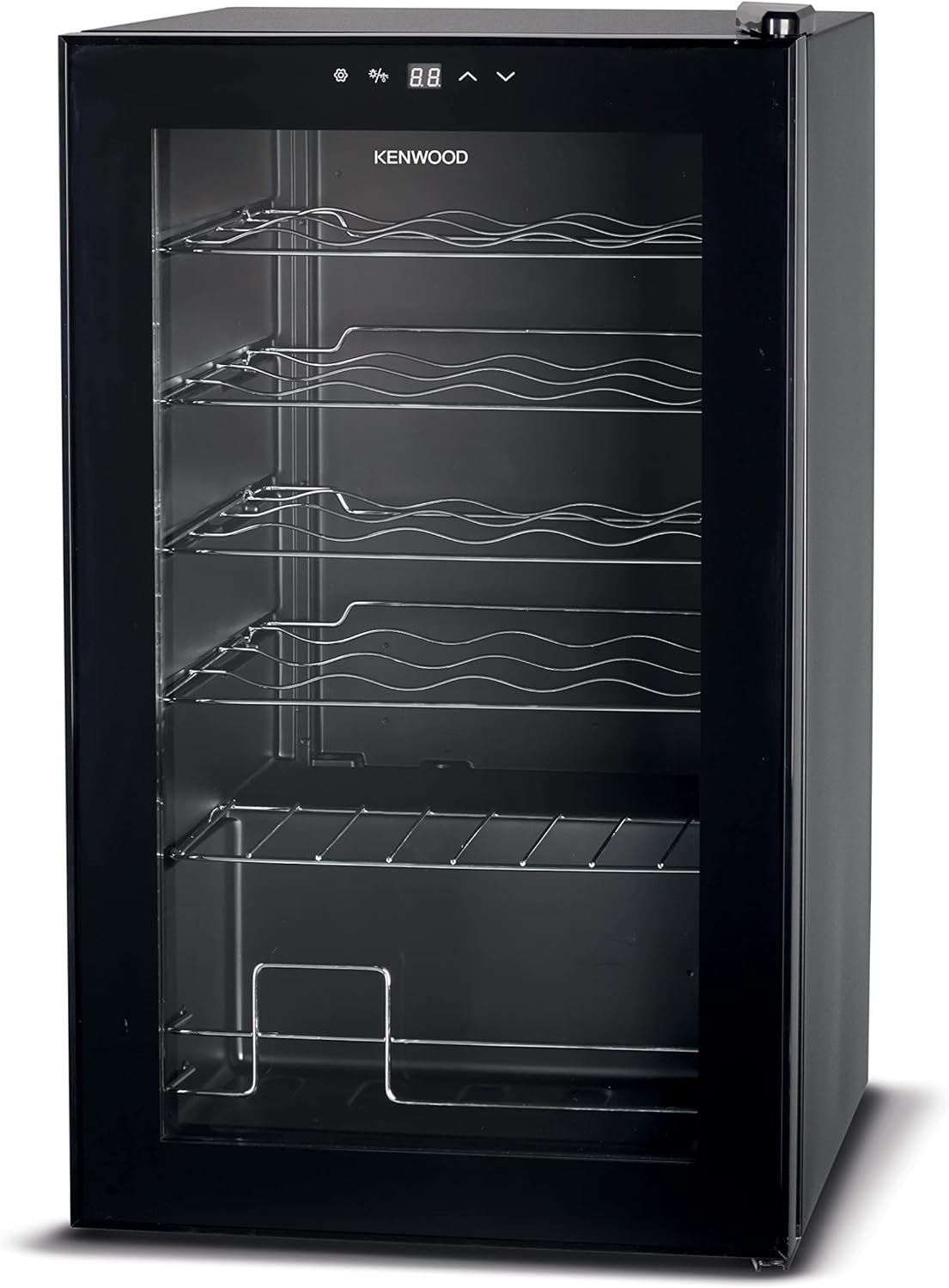 Kenwood Beverage Cooler 24 Bottles Wine Cooler Refrigerator With Double Glass Door, Blue Light, Smart Temperature Control Bcm24.000Bk Black