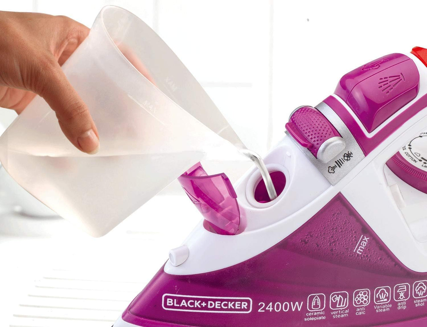 Black+Decker Steam Iron, Magenta, 2400W, X2450-B5