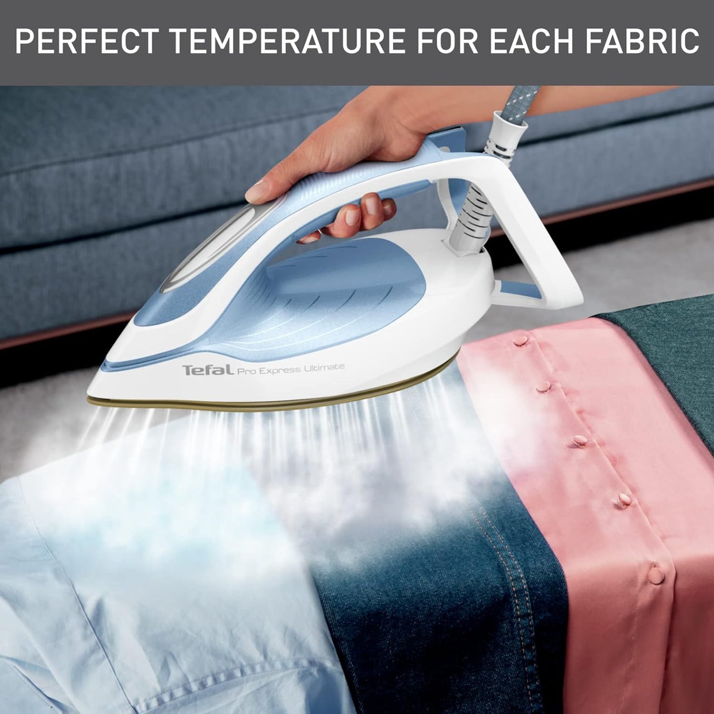 TEFAL Steam Station | Pro Express Ultimate II | Steam Generator Iron Steamer | 1.2 L | 2700 Watts | Durilium Airglide Soleplate | Anti scale | Auto off | Blue & White | 2 Years Warranty | GV9710M0