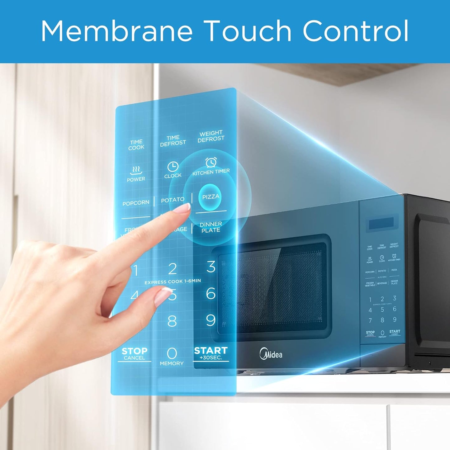 Midea 20L Solo Microwave Oven with Digital Touch Control, 700W, Child Lock, Memory Function, Defrost-by-weight-or-time, Fast Reheat, Push Button Door Opening, Best for Home & Office, Black, EM721BK