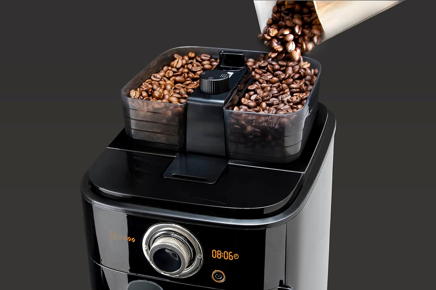 PHILIPS Grind and Brew Coffee Maker with Glass Jug, Grind and Brew System, HD7762, Black/Silver - International Version