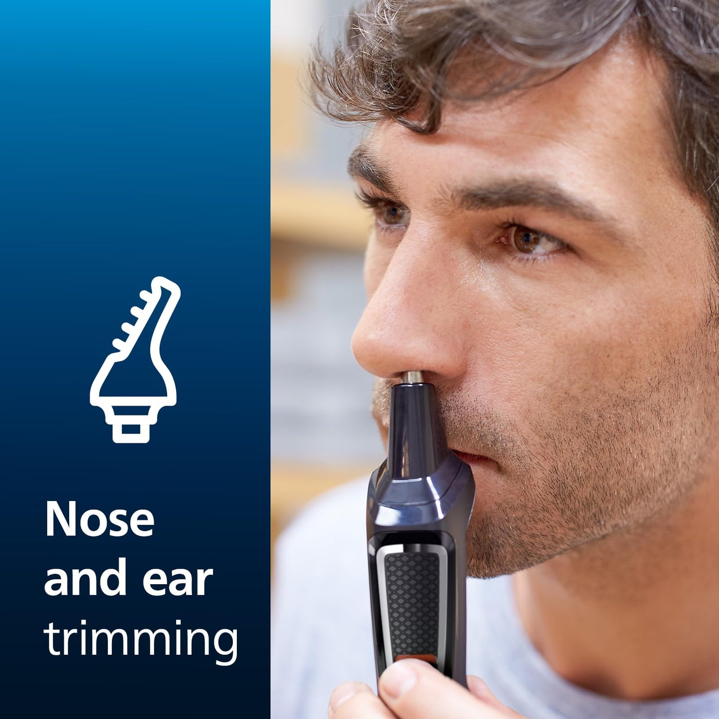 Philips Multigroom Series 3000 for Face, 6-in-1 Grooming Kit for beard, moustache, nose & ear hair, cordless, 60 min runtime, 16h full charging time, MG3710/33,Black