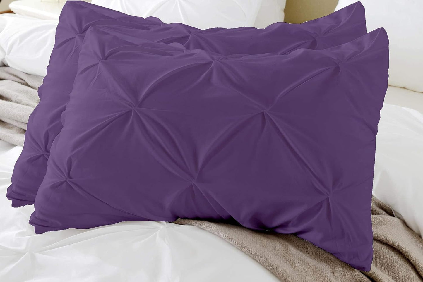 Premium Quality - King/California King Size (94" x 104") Inches, 3Pcs Pinch Pleated Comforter Set, 400GSM 100% Egyptian Cotton 800 Thread Count - Chocolate Solid