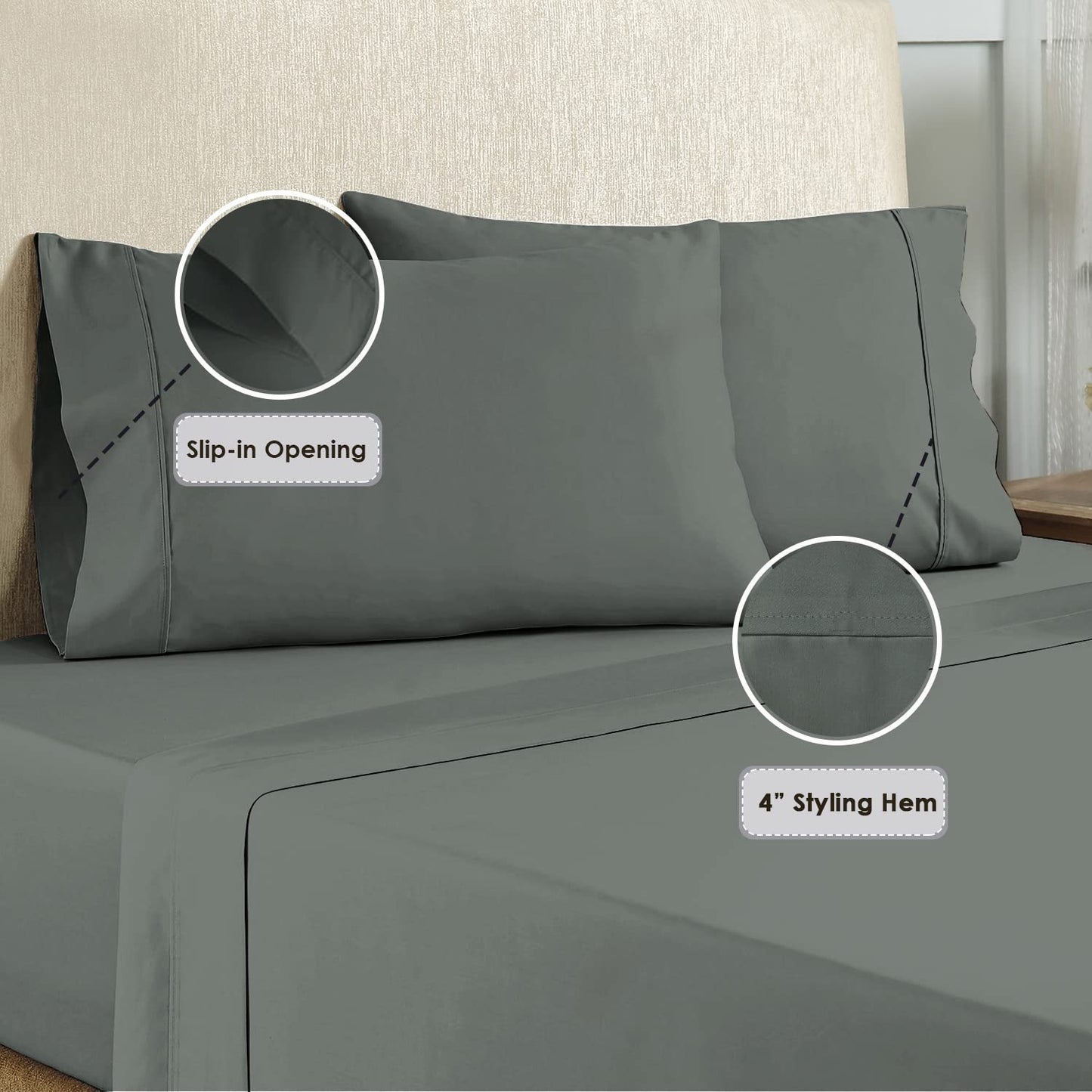 Pizuna Pure 100% Cotton Pillow Cases King Size Set of 2 Baby Blue, 800 Thread Count Long Staple Cotton Thick Sateen with Stylish 4inch Hem (Combed Baby Blue Cotton Pillow Cases King)