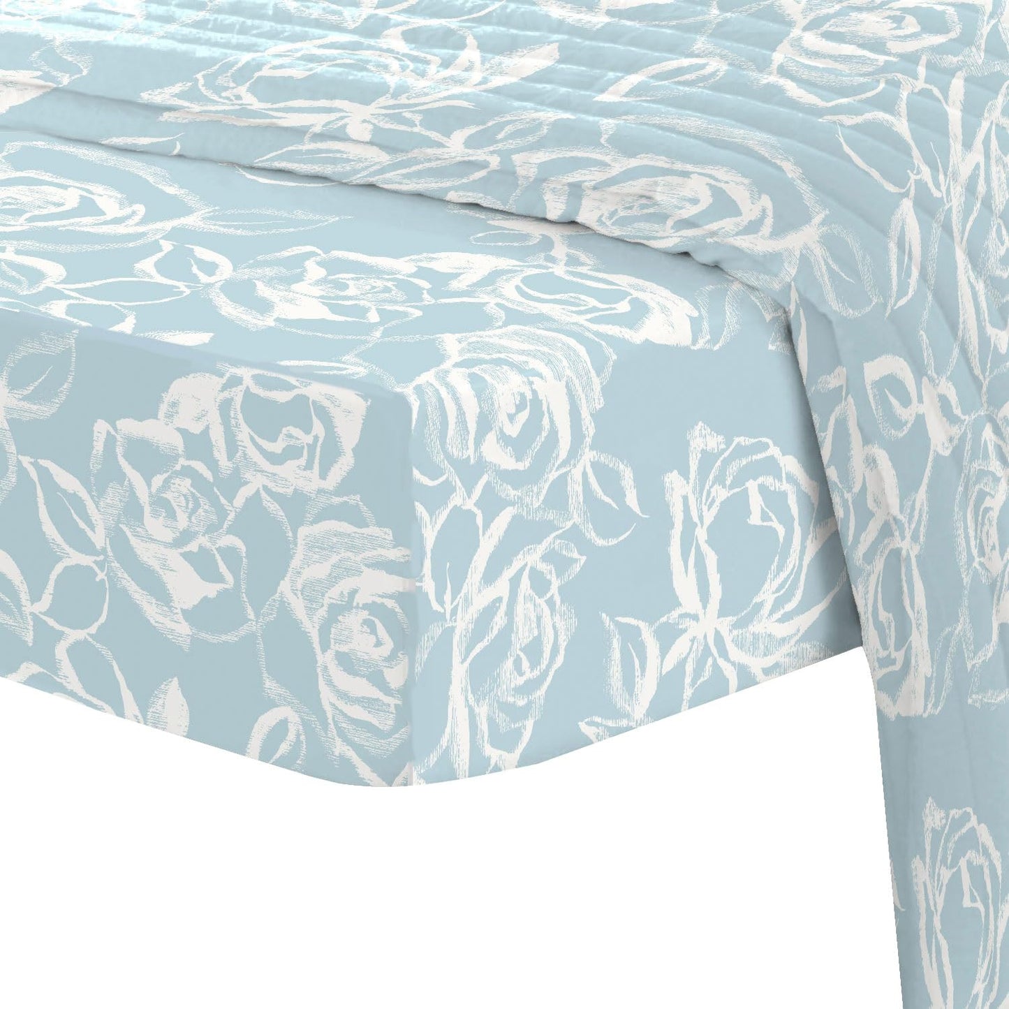 Pizuna Pure 100% Cotton Full Fitted Sheet Only, Luxurious 400 Thread Count Long Staple Cotton Sateen Weave 15" Deep Pocket Fitted Sheet (Combed Blue Cascade Stripe Full Fitted Sheet Cotton)