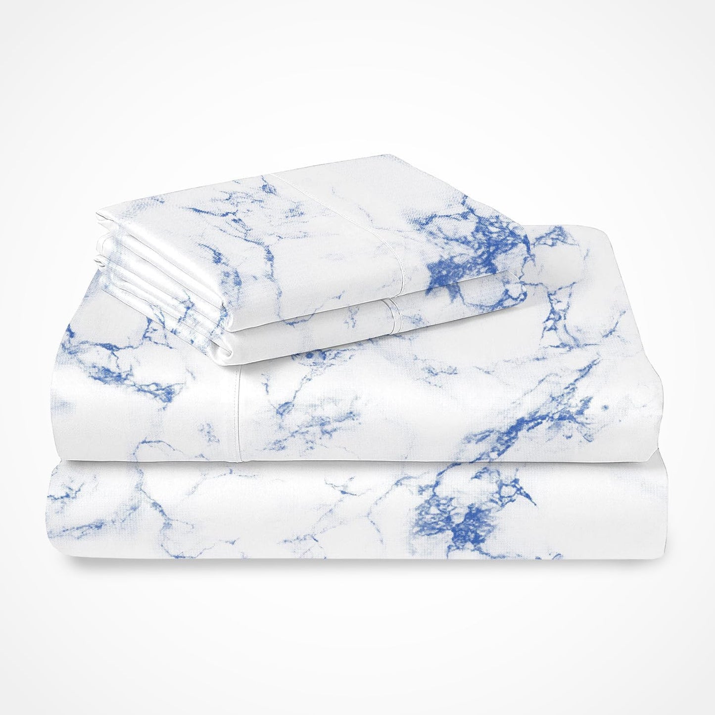 Pizuna Pure 100% Cotton Twin Bed Sheet Set Dark Blue, 400 Thread Count Cozy Luxury Long Staple Cotton Sateen Weave Bedsheet Set (1 Flat Sheet, 1 Fitted Sheet, 1 Pillowcase)