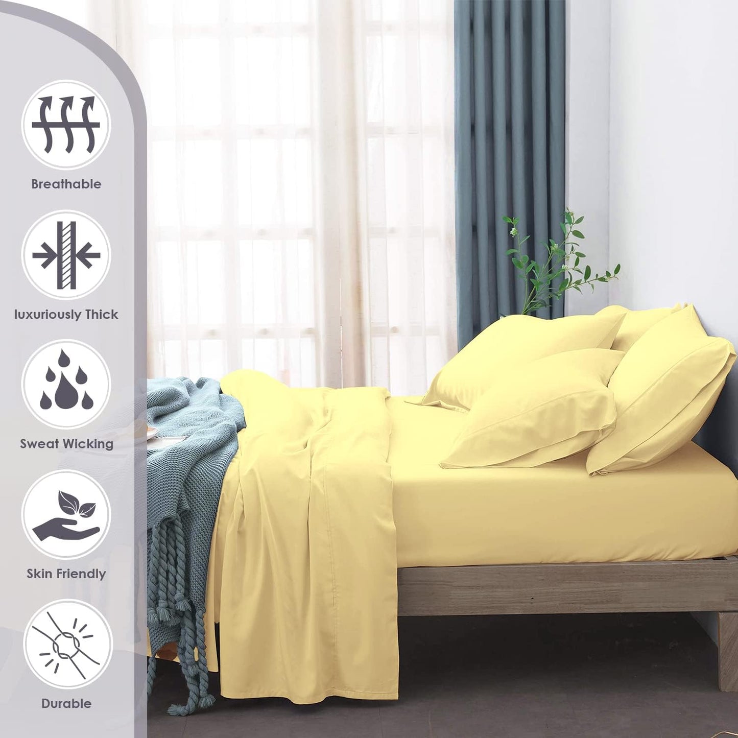 Pizuna Pure 100% Cotton Sheets Full Size, 800 Thread Count Long Staple Cotton Crisp Sateen Sheets Full with 15in Deep Pocket (Combed Simply Taupe)