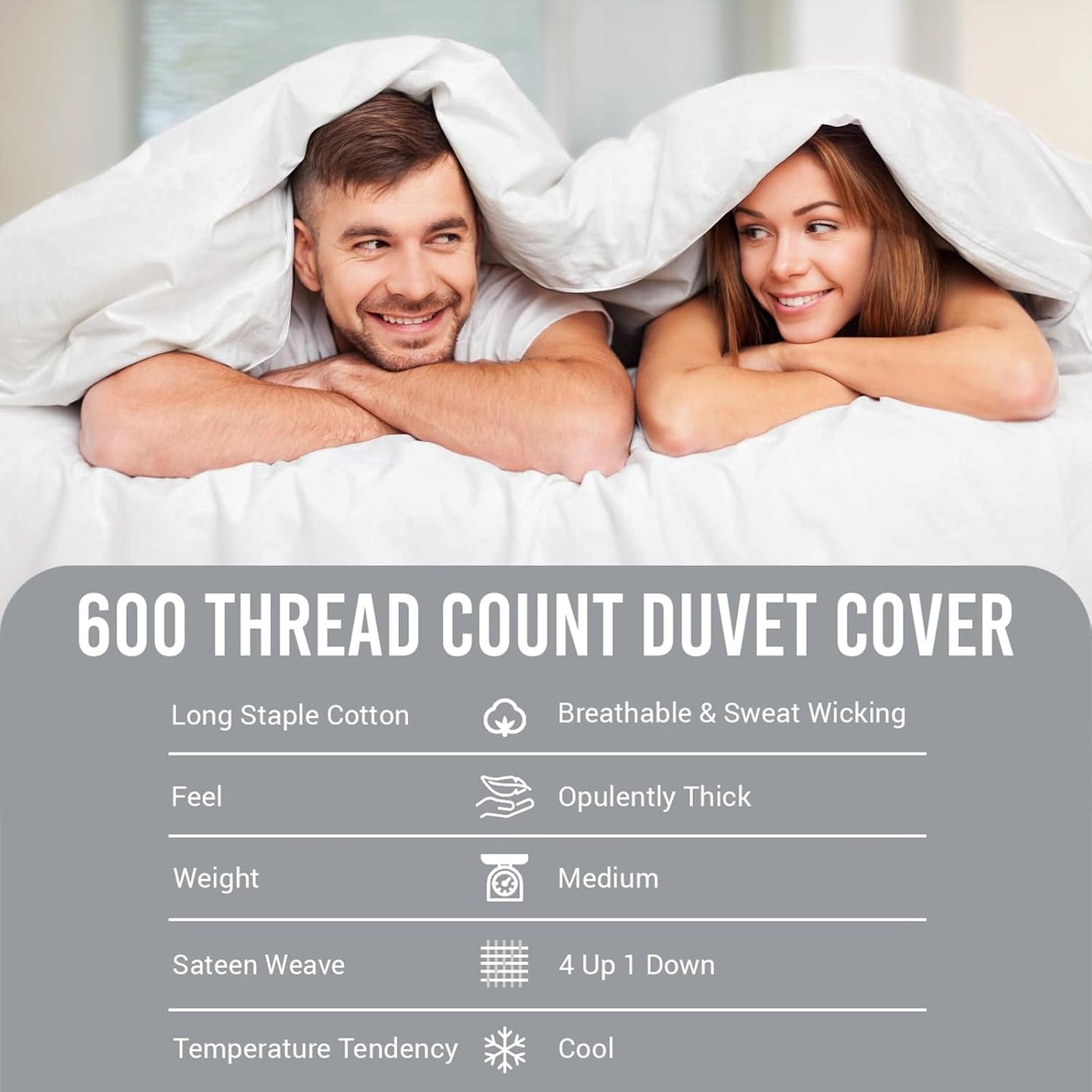 Pizuna Pure 100% Cotton Queen Duvet Cover Set, 600 Thread Count Long Staple Cotton Crisp Sateen Weave with Button Closure (Combed Simply Taupe Cotton Duvet Cover Queen)