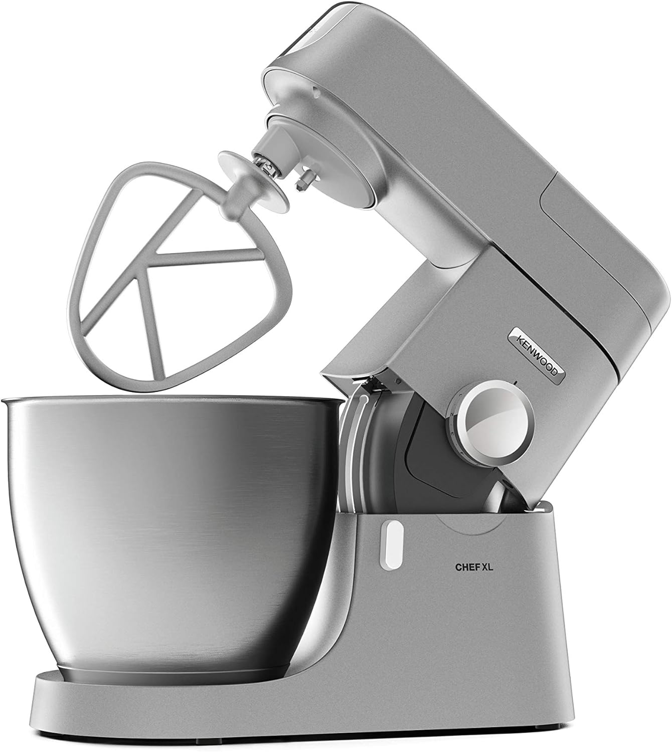 KENWOOD Stand Mixer Kitchen Machine Metal Body CHEF XL 1200W with 6.7L Stainless Steel Bowl, K-Beater, Whisk, Dough Hook, Blender KVL4110S Silver