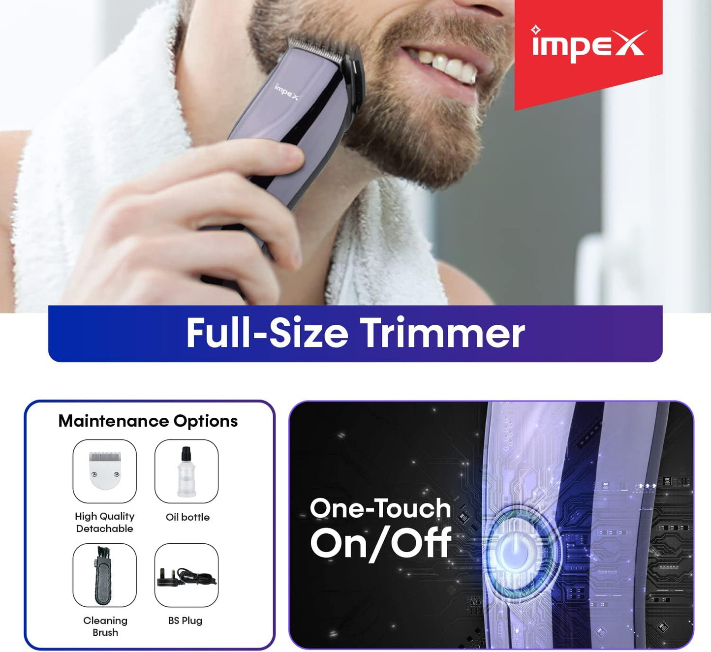 Impex rechargeable hair trimmer Black - IH c3