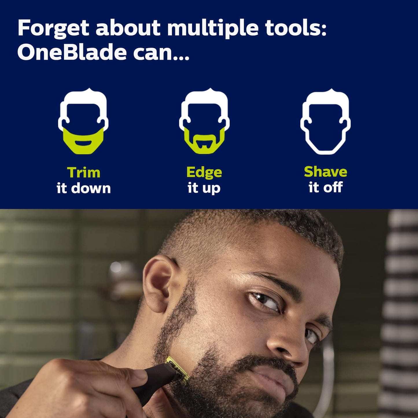 Philips Norelco OneBlade Hybrid Electric Trimmer and Shaver, Frustration Free Packaging, QP2520/90