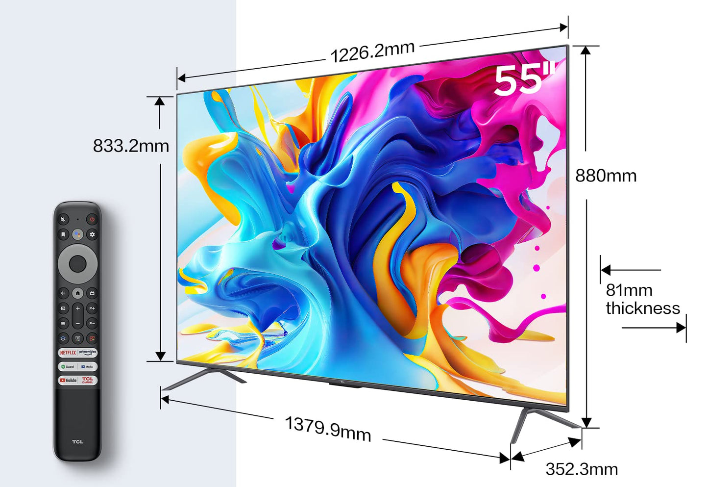 TCL 75 Inch TV 4K QLED Smart TV Dolby Vision Atmos HDR 10+ Game Master Wide Colour Gamut Quantum Dot Technology - 75C645 (2023 Model)