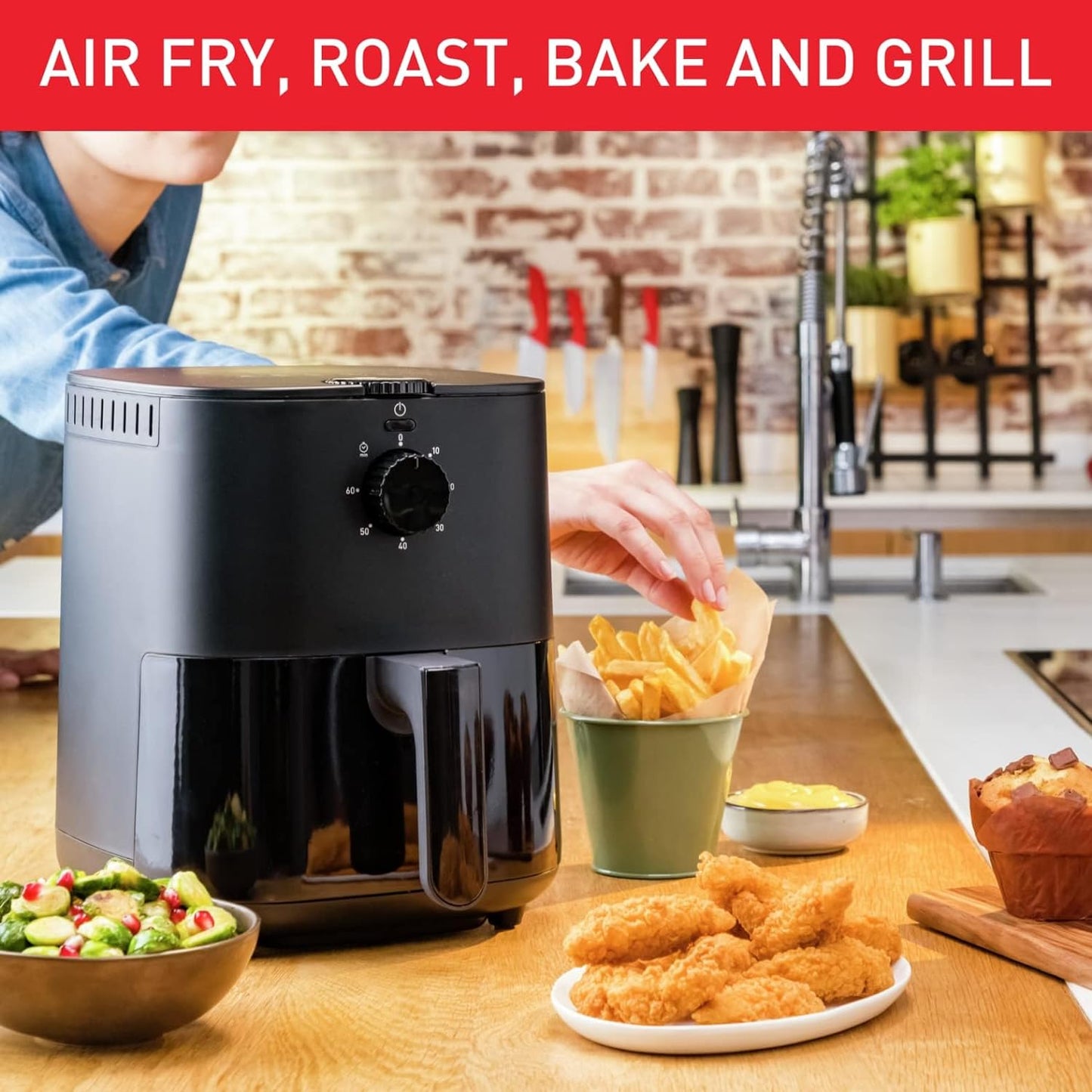 TEFAL Air Fryer | Easy Fry & Grill Digital 2-in-1 |4.2 L Capacity | 1550 W | Healthy Cooking | Air Fry + Grill | 8 Automatic Programs |Adjustable Temperature | Timer | 2 Years Warranty | EY505D27