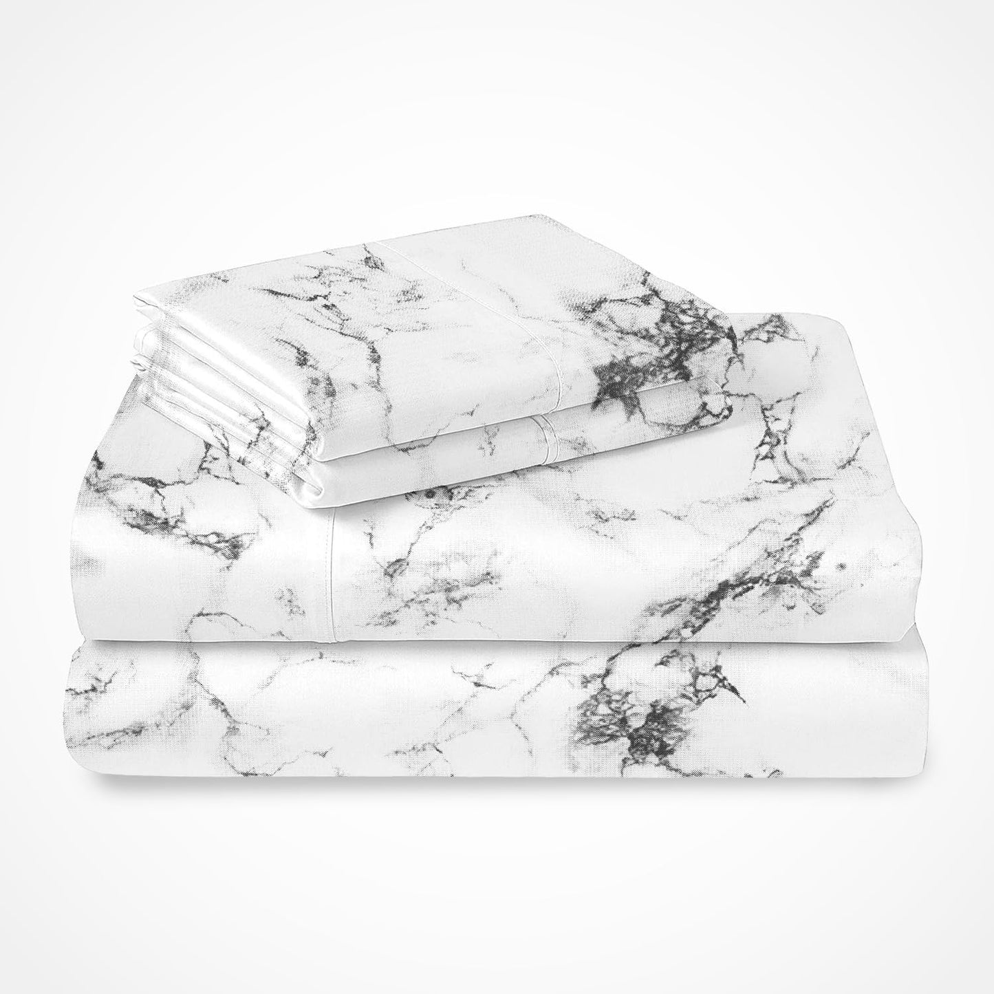 Pizuna Pure 100% Cotton Twin XL Bed Sheet Set White, 400 Thread Count Cozy Luxury Long Staple Cotton Sateen Weave Bedsheet Set (1 Flat Sheet, 1 Fitted Sheet, 1 Pillowcase)